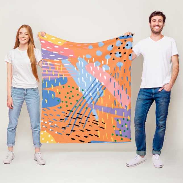Bedårande orange abstrakt mönster bedårande söt fleecefilt (På plats)