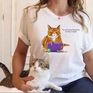 Bedårande Orange Tabby Grön Mors Dag Lila T Shirt