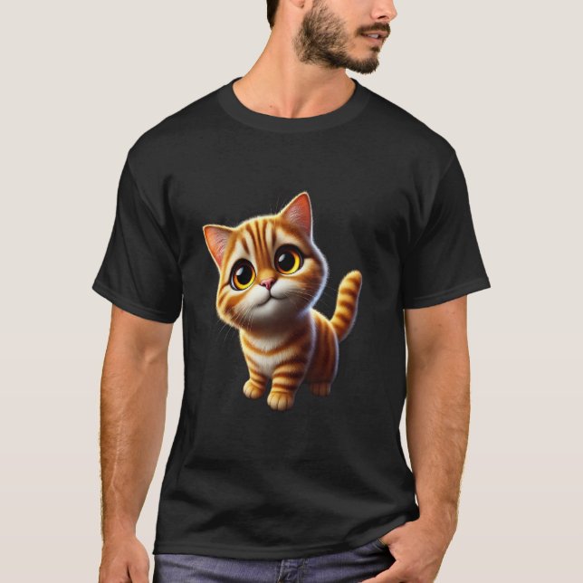 Bedårande Orange Tabby Kattunge Söt Katt T Shirt (Framsida)