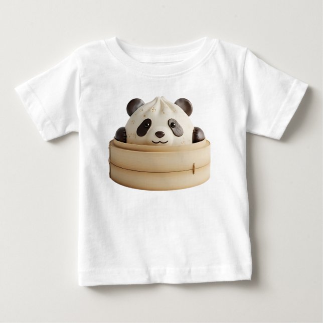 Bedårande Panda Bao Bun Bambuångare T Shirt (Framsida)