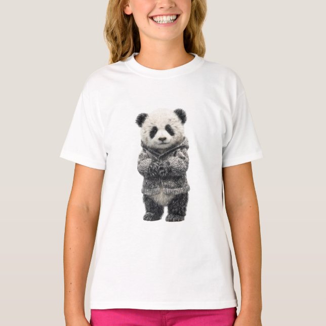 Bedårande Panda Björn Stående Barn T Shirt (Framsida)