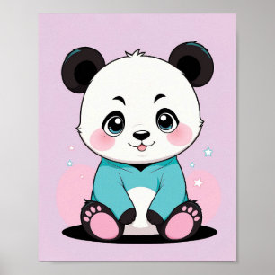 Bedårande Panda i Huva - Söt Väggkonst för Barnkam