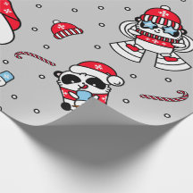 Bedårande Panda Snömannen Jul Holiday Söt Presentf