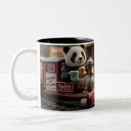 Bedårande Pandafigur på ett Vintage Leksakståg Två-Tonad Mugg
