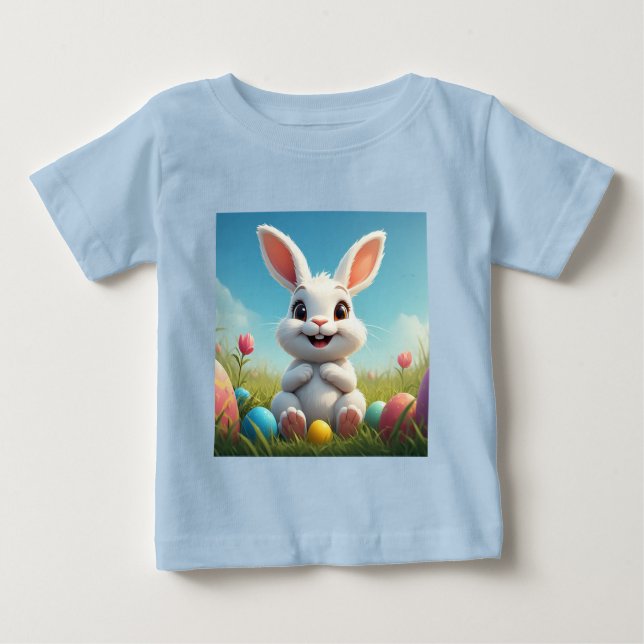 Bedårande påskharen bland färgglada ägg t shirt (Framsida)