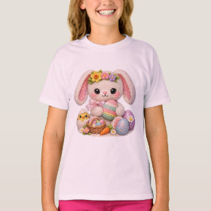 Bedårande påskharen med kyckling och pastellfärgad t shirt