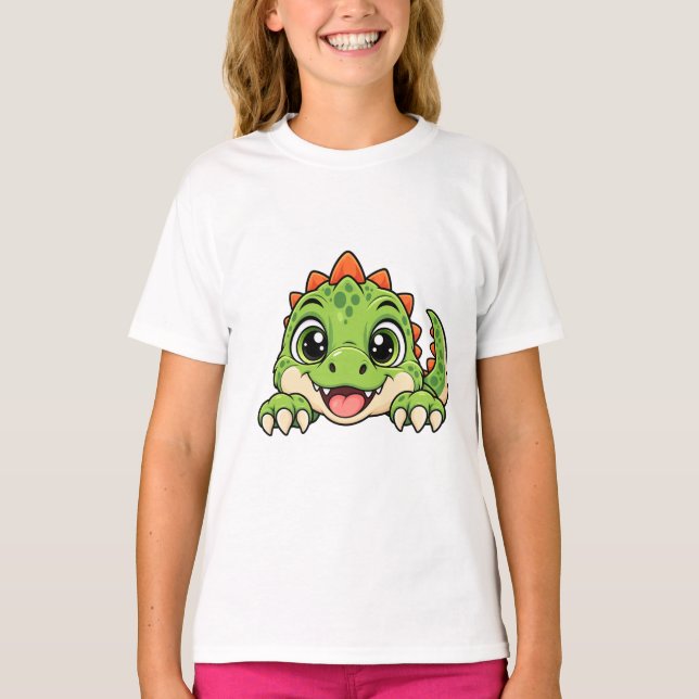 Bedårande Peekaboo Dinosaurie T Shirt (Framsida)