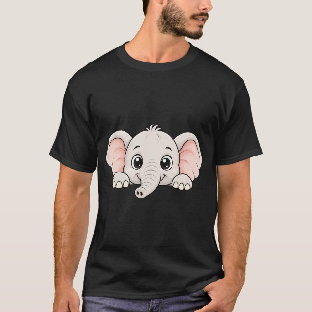 Bedårande Peekaboo Elefant T Shirt (Framsida)