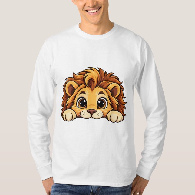 Bedårande Peekaboo Lejon T Shirt (Framsida)