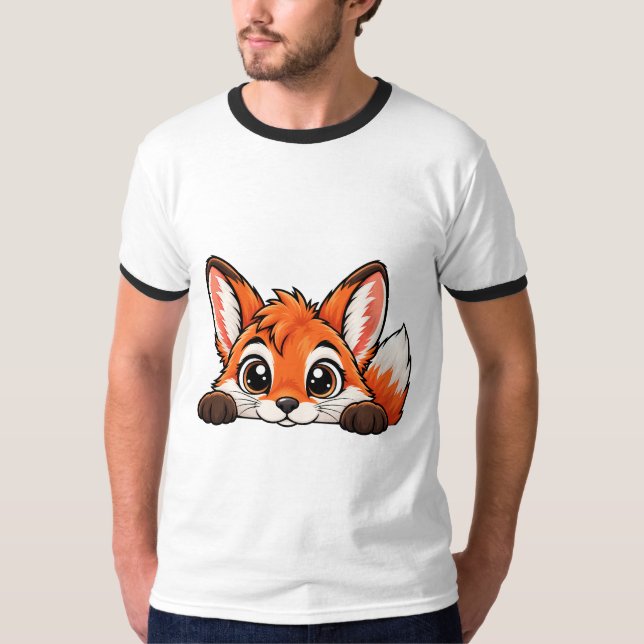 Bedårande Peekaboo Räv T Shirt (Framsida)