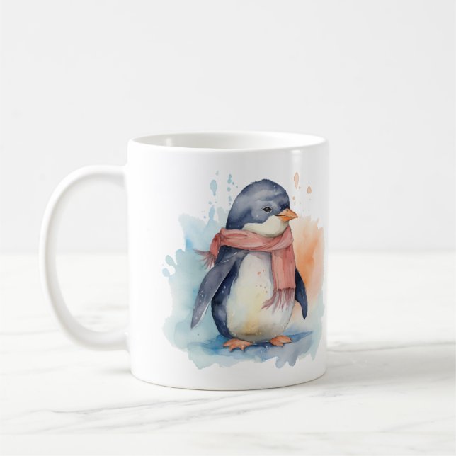Bedårande Pingvin Illustrationskonst Kaffemugg (Vänster)