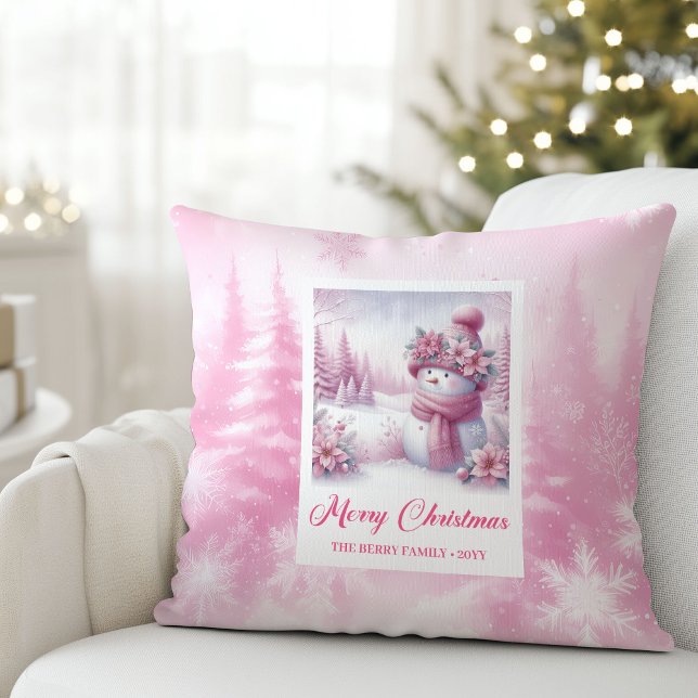 Bedårande Pinkmas Vinter Skog Barn Jul Kudde (Lovely Pinkmas Winter Forest Kids Holiday Pillow

)