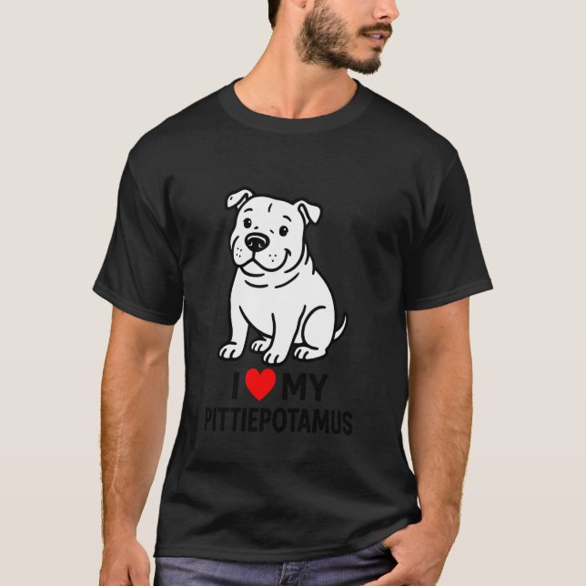 Bedårande Pitbull Kärlek Hjärtformad Design T Shirt (Framsida)