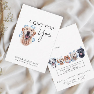 Bedårande presentkort för pälsvård av golden retri anteckningskort