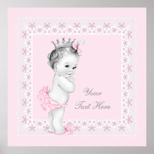 Bedårande prinsessa rosa babyflicka poster