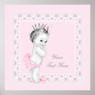 Bedårande prinsessa rosa babyflicka poster