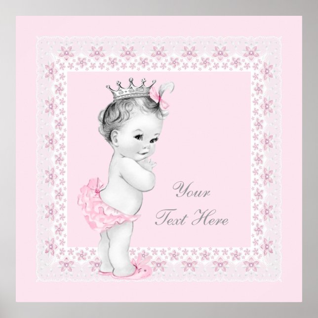Bedårande prinsessa rosa babyflicka poster (Framsidan)
