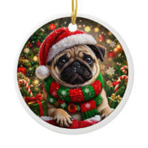 Bedårande Pug Julgransprydnad
