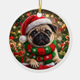 Bedårande Pug Julgransprydnad Keramik