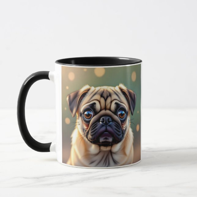 Bedårande Pug närbild | Söt Hund Personlig Mugg (Vänster)