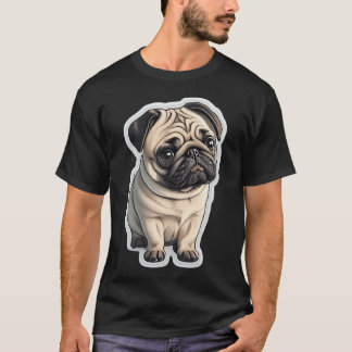 Bedårande Pug Valp Glädje - Whimsisk Illustrerad T Shirt