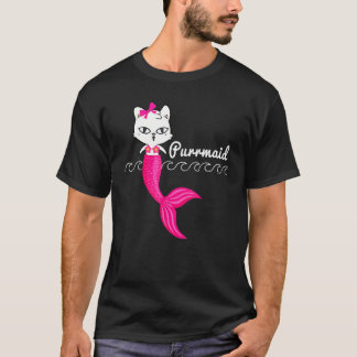 Bedårande Purrmaid Vit Katt Söt Sjöjungfru Strand  T Shirt