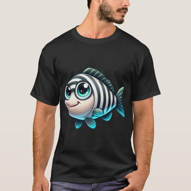 Bedårande randig basabborre fisk t shirt (Framsida)