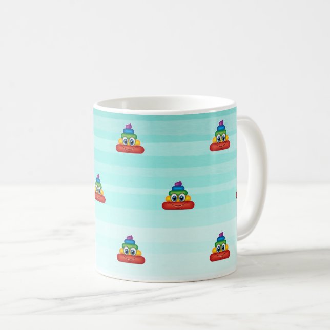 Bedårande regnbågsbajs-emoji kaffemugg (Framsida höger)