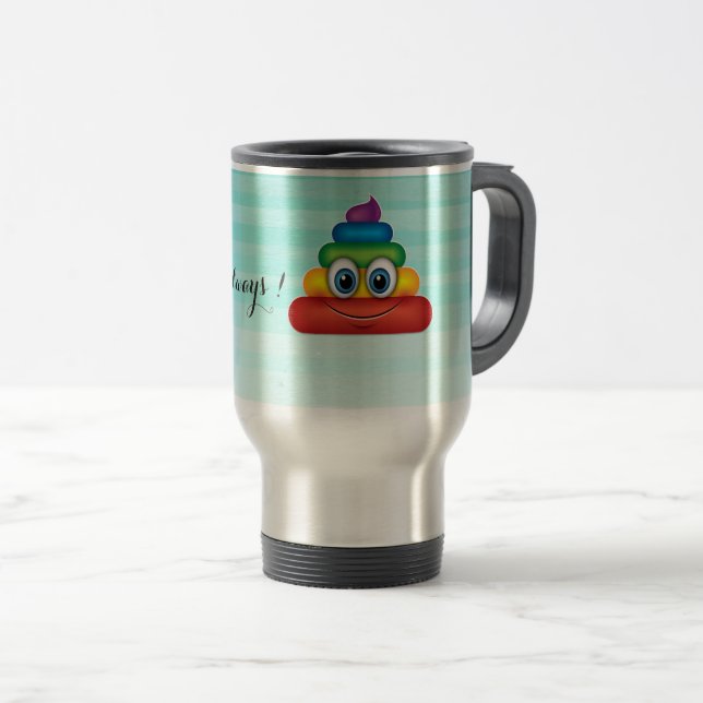 Bedårande regnbågsbajs Emoji - Var alltid glad Resemugg (Framsida höger)