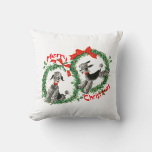 Bedårande Retro Poodles God Jul Krans Kudde