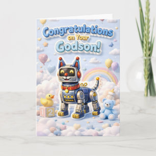 Bedårande robotvalp gratulationer på din gudstjäns kort
