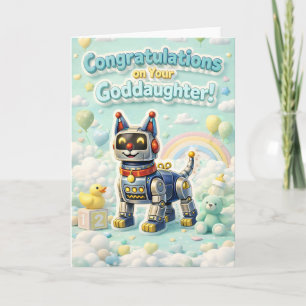 Bedårande robotvalp gratulerar på din Gud d Kort