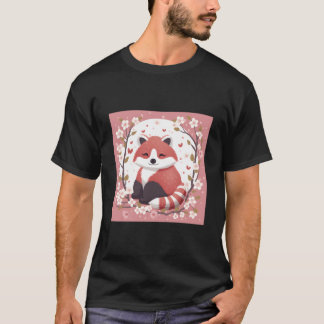 Bedårande Röd Panda Körsbärsblomstrande Trädgård C T Shirt