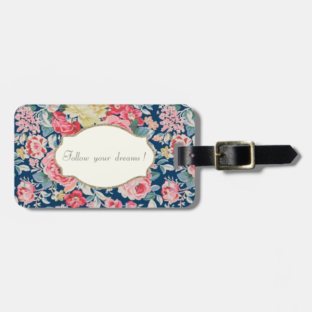 Bedårande romantiska blommor -Motiverande budskap Bagagebricka (Horisontell Framsida)