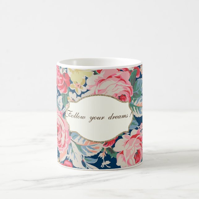 Bedårande romantiska blommor -Motiverande meddelan Kaffemugg (Center)