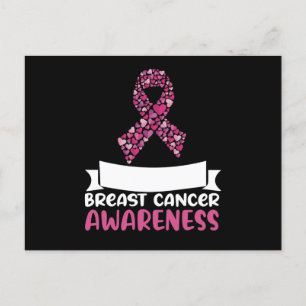 Bedårande Rosa Band Bröstcancer Medvetenhet Kvinno Vykort