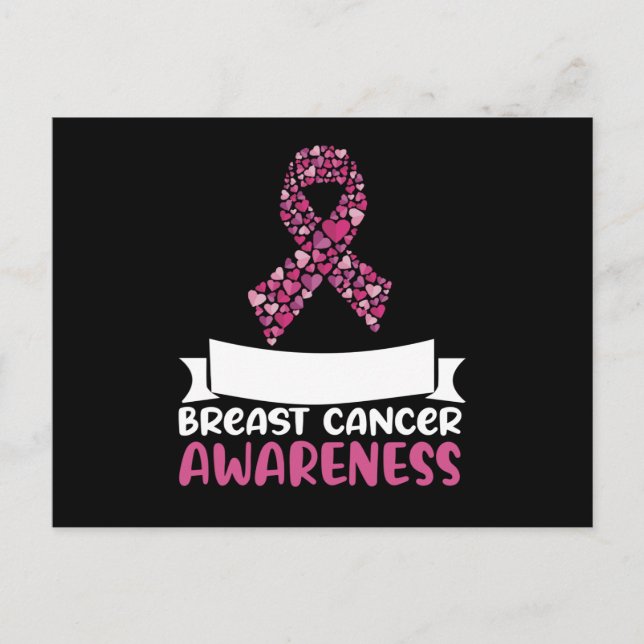Bedårande Rosa Band Bröstcancer Medvetenhet Kvinno Vykort (Framsida)
