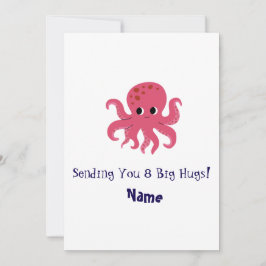 Bedårande Rosa Bläckfisk Kawaii Illustration Inbjudningar