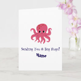 Bedårande Rosa Bläckfisk Kawaii Illustration Kort