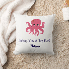 Bedårande Rosa Bläckfisk Kawaii Illustration Kudde