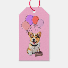 Bedårande Rosa Corgi Födelsedags Anpassningsbar Presentetikett