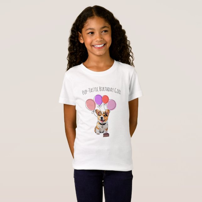 Bedårande Rosa Corgi Födelsedags Tjej Presenter T Shirt (Hel framsida)