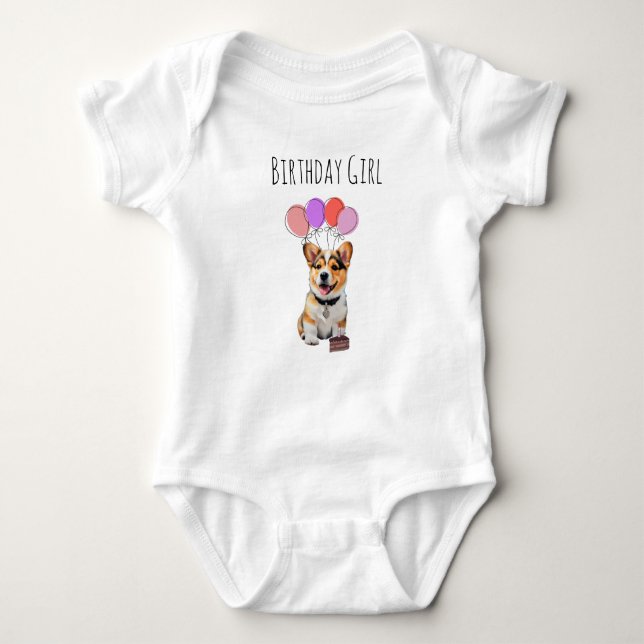 Bedårande Rosa Corgi Födelsedags Tjej T Shirt (Framsida)