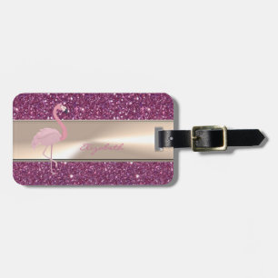 Bedårande Rosa Flamingo På Glitter Bagagebricka