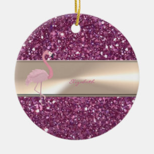 Bedårande Rosa Flamingo På Glitter Julgransprydnad Keramik