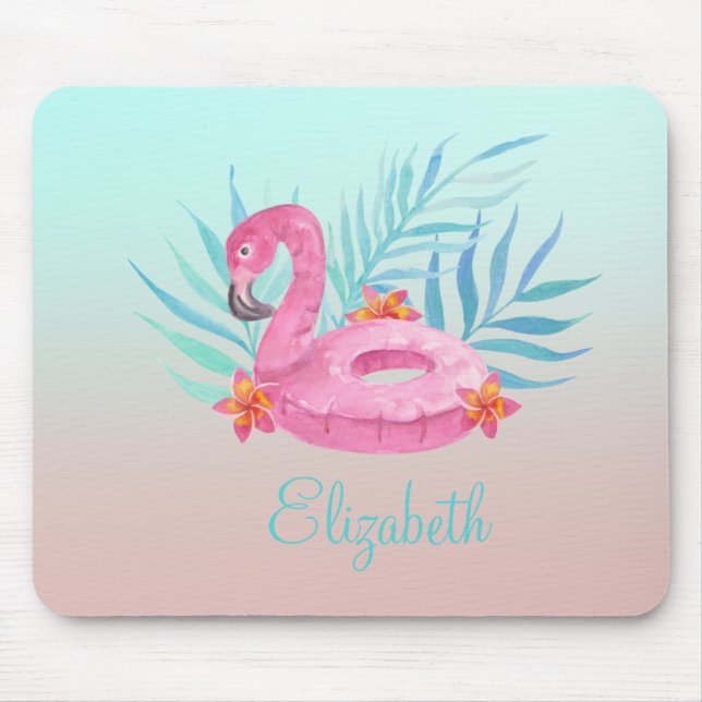 Bedårande Rosa Flamingo Palmblad Glasunderlägg Musmatta (Framsidan)