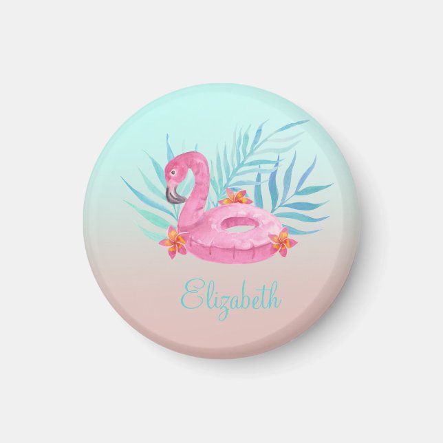 Bedårande Rosa Flamingo Palmblad  Magnet (Framsidan)