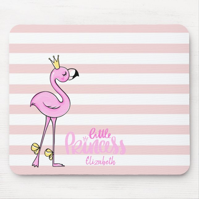 Bedårande rosa flamingo rosa vita ränder musmatta (Framsidan)