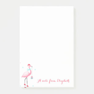 Bedårande Rosa Flamingos Presenterar Snöflingor Post-it Block