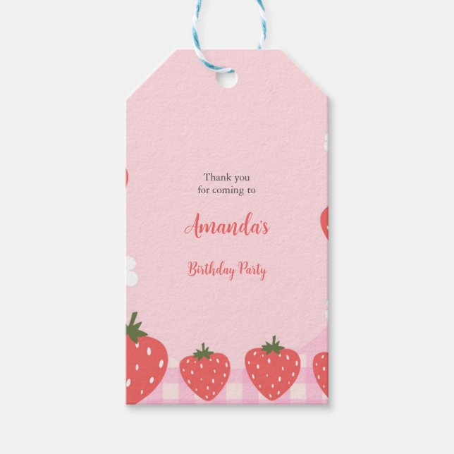 Bedårande Rosa Jordgubbe Presentetikett (Framsidan)